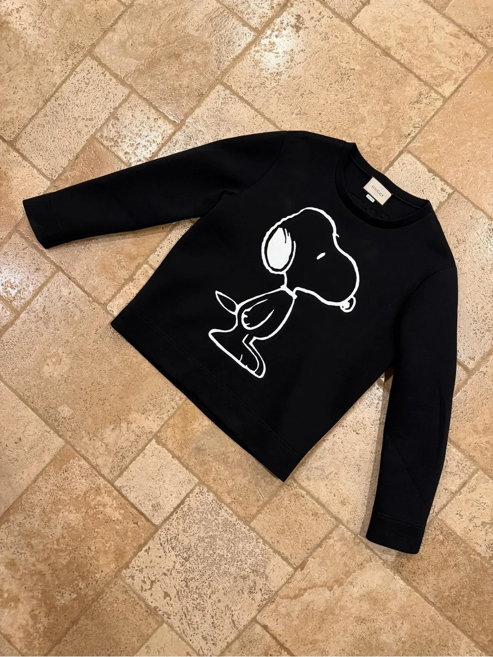 Gucci 2016 Snoopy Peanut / Tiger Embroidery Black Crewneck Sweatshirt